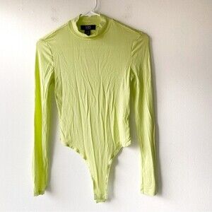 sws essentials neon yellow long sleeve mock neck bodysuit